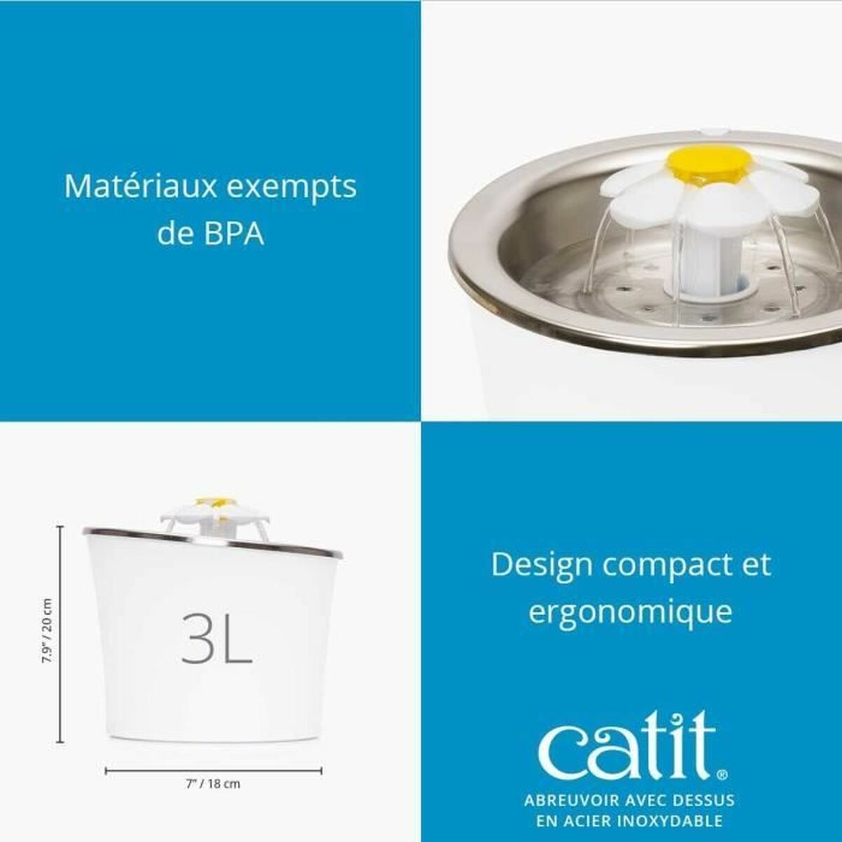 Fontaine pour Animaux de Compagnie Catit Blanc Plastique/Acier inoxydable