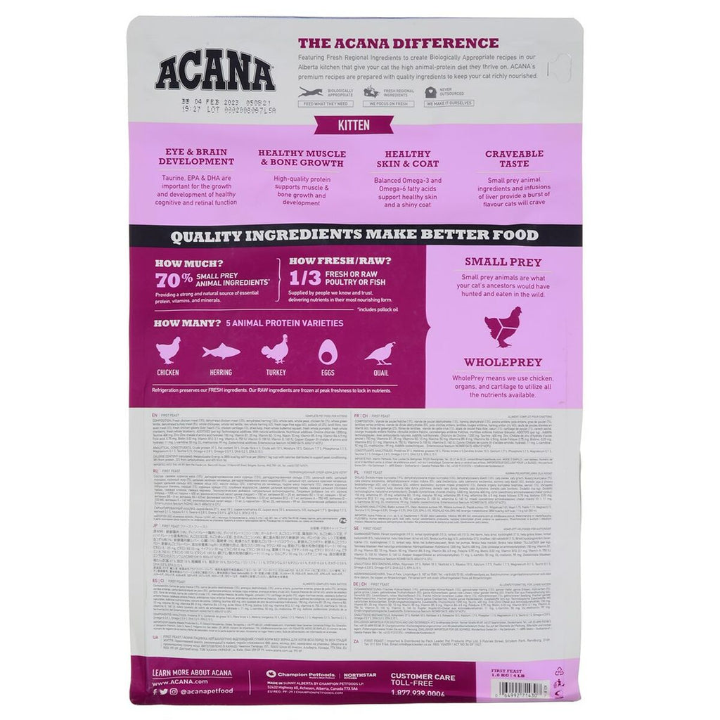 Aliments pour chat Acana First Feast Agneau Oiseaux 1,8 kg