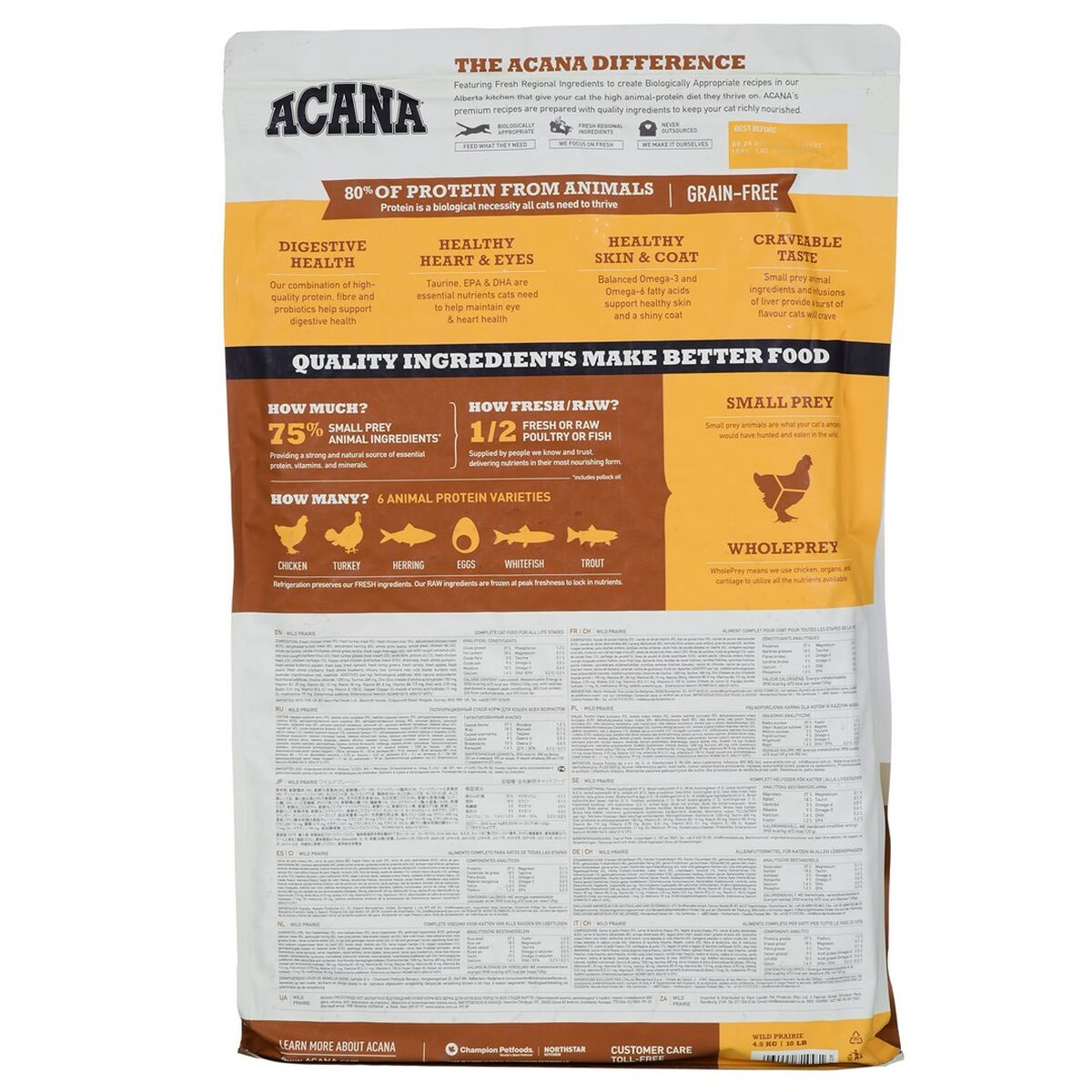 Aliments pour chat Acana Cat TF Regionals Wild Prairie Poulet Dinde 4,5 Kg