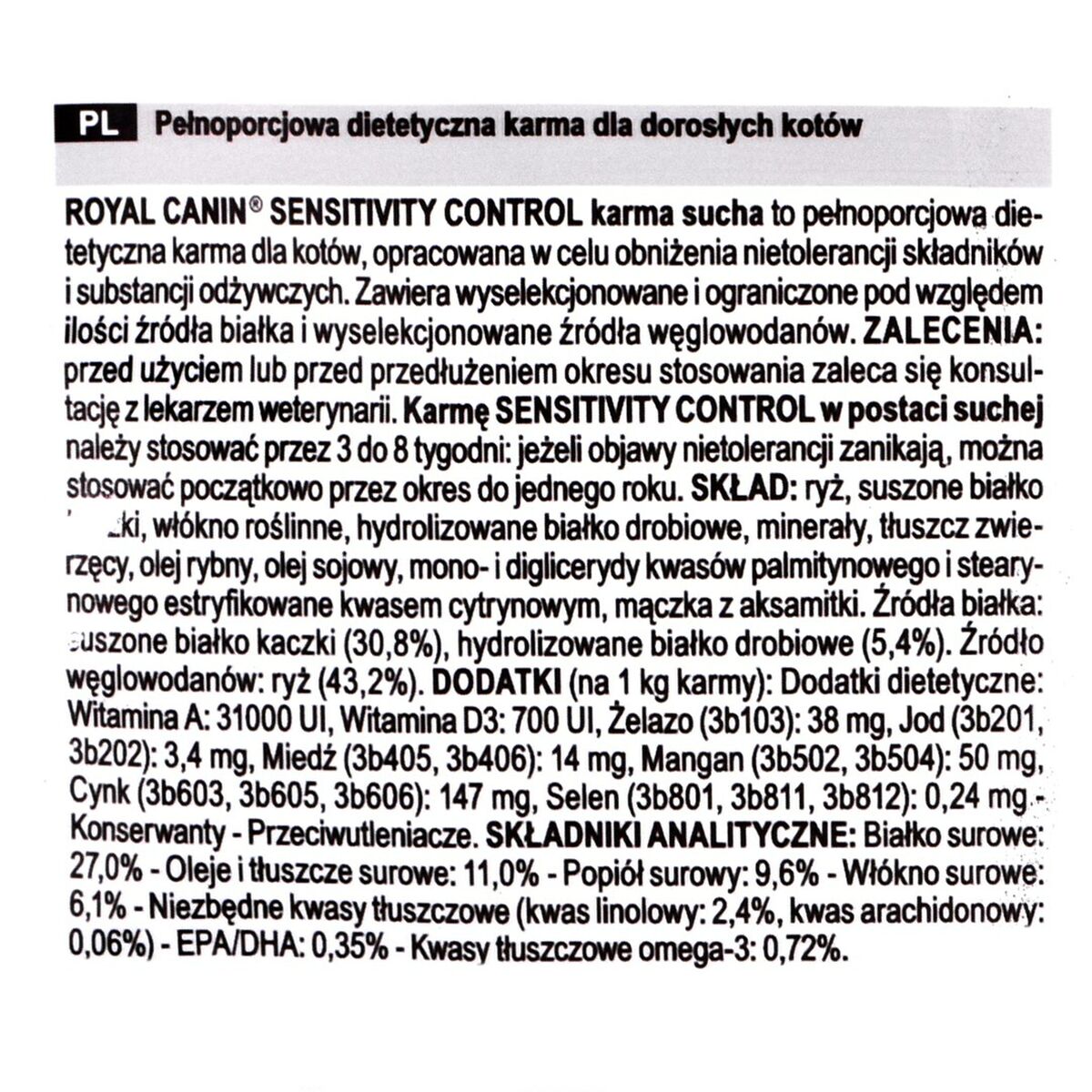 Aliments pour chat Royal Canin Sensitivity Control Poulet Canard Riz 1,5 Kg