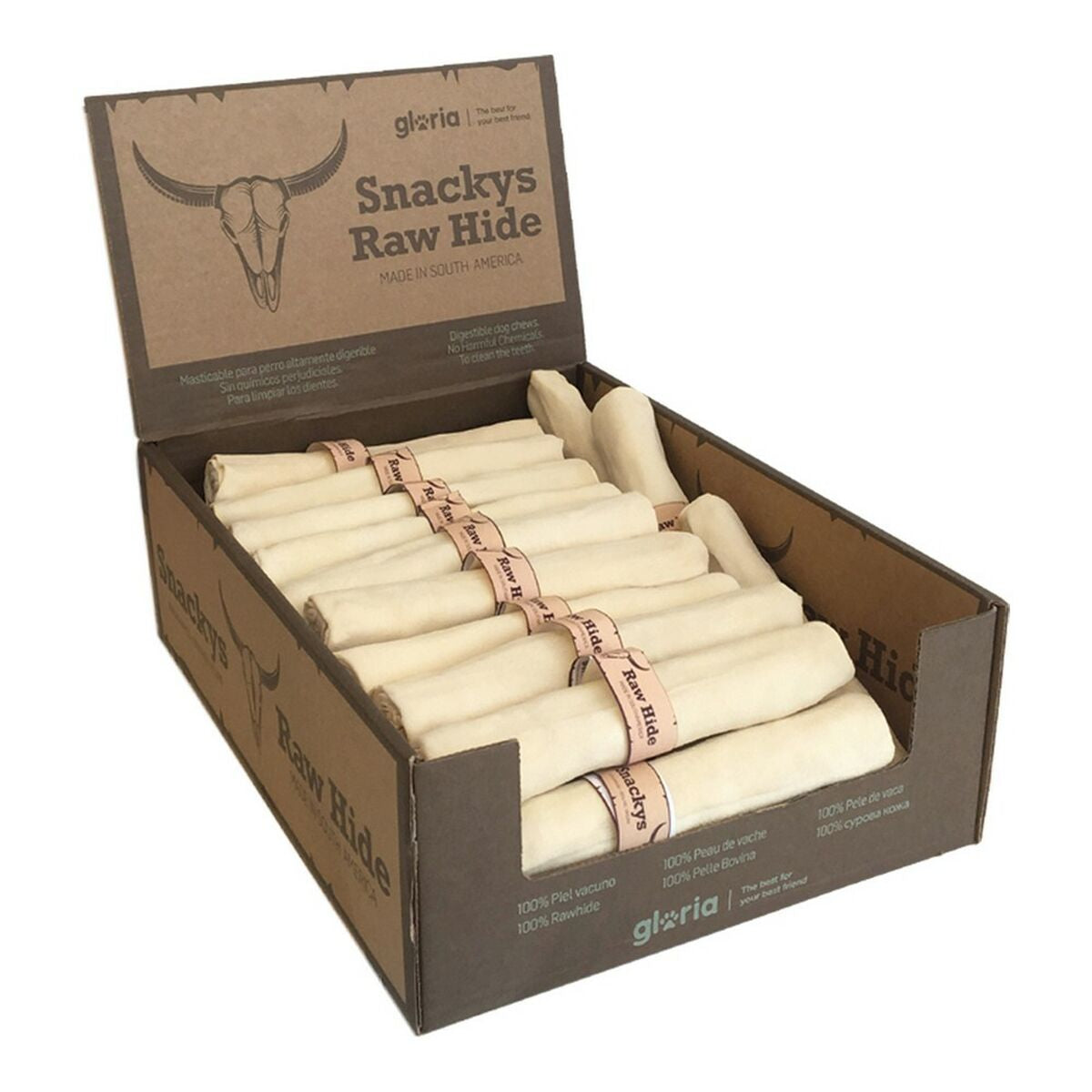 Snack pour chiens Gloria Rawhide Veau Masticable Rouleau 30 Unités