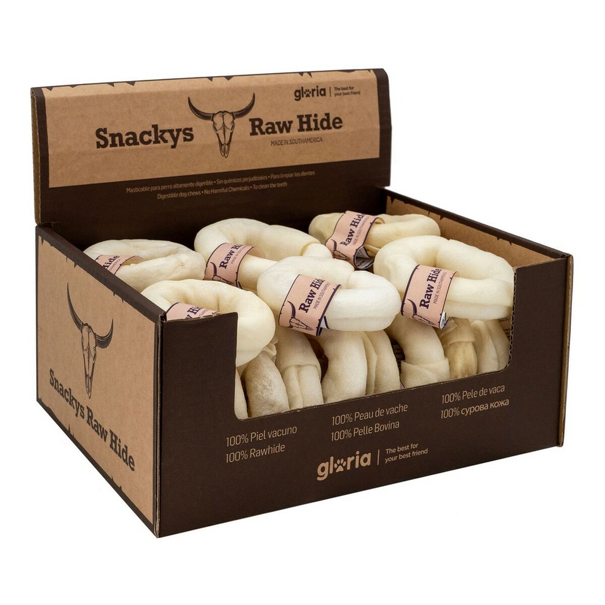 Snack pour chiens Gloria Snackys Rawhide Veau Donut 8-9 cm